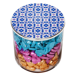 GLASS WITH VINTAGE BLUE - WHITE CAP